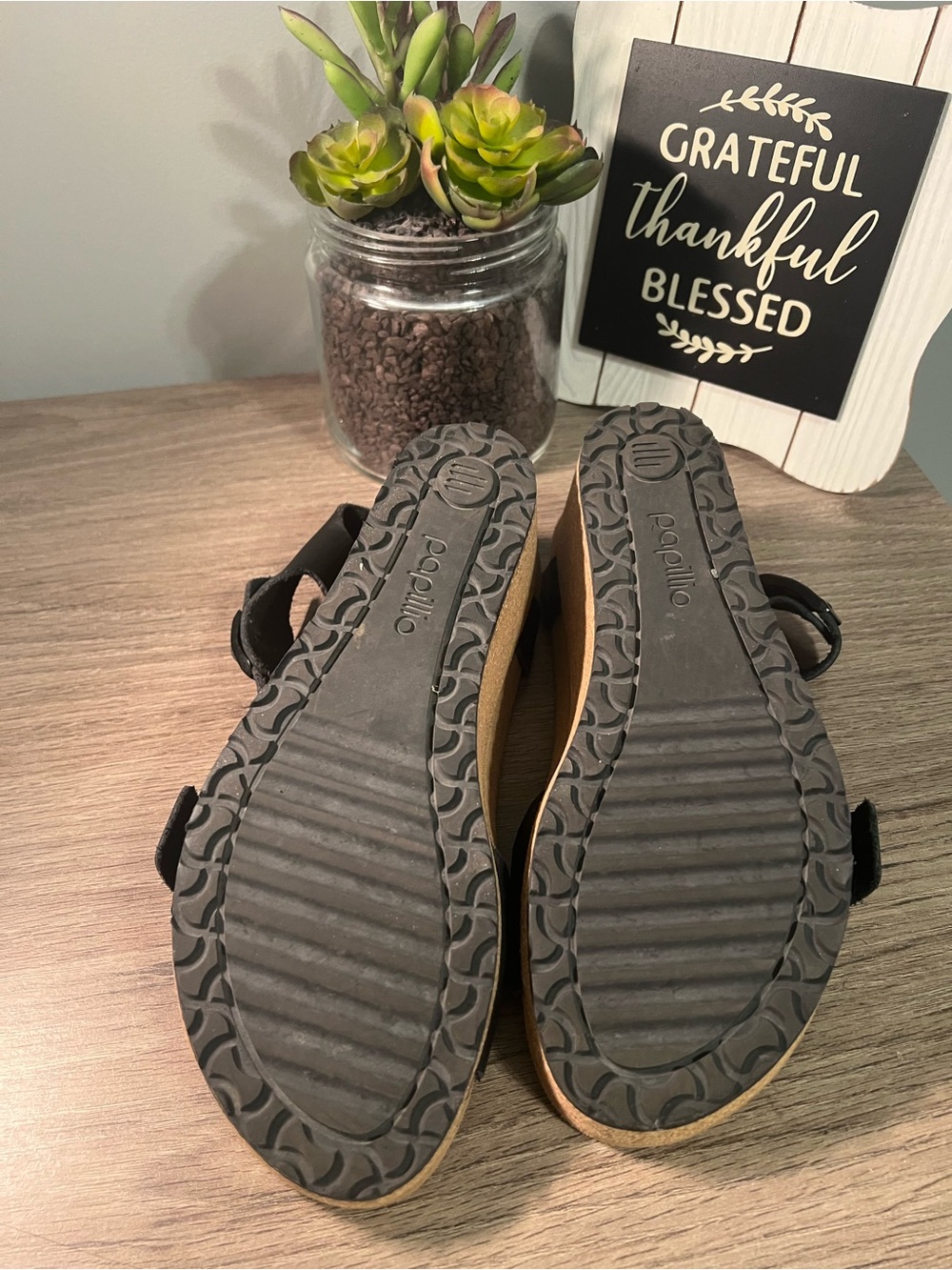 BIRKENSTOCK Papillio Black Leather Wedge Sandals with Buckles SIZE 39 - Picture 10 of 11